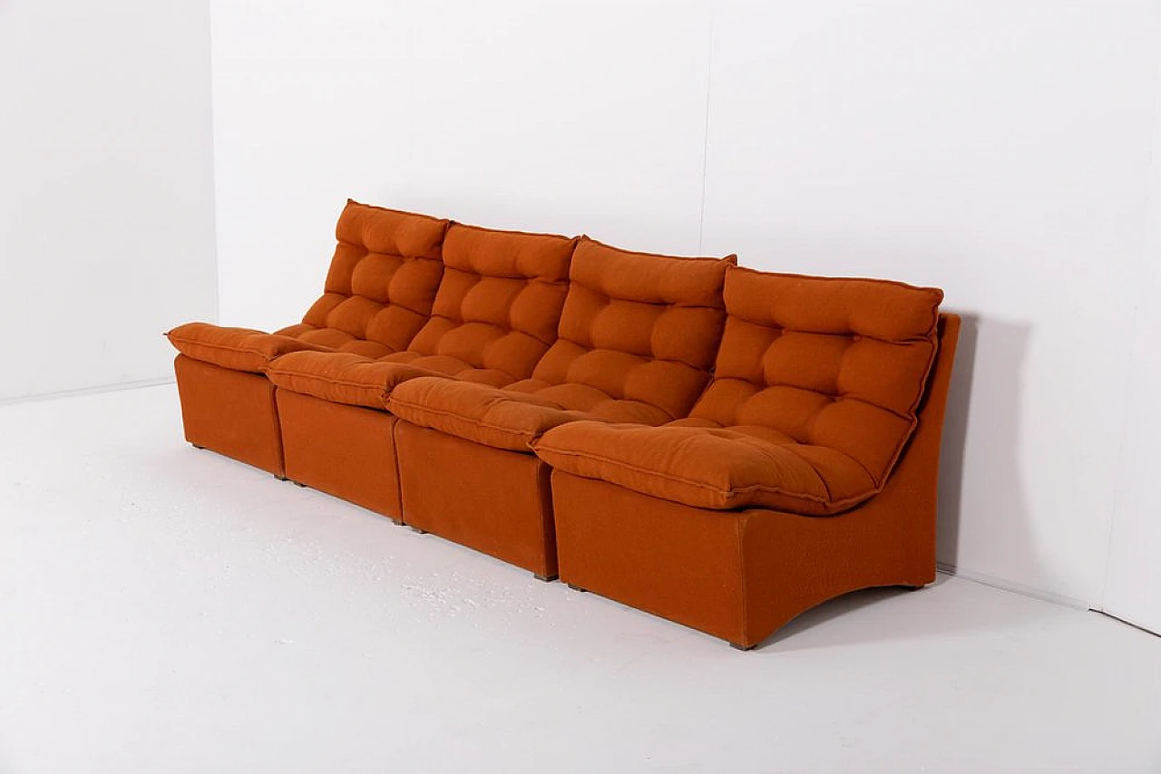 4 Sedie da salotto in lana arancione, anni '60 2