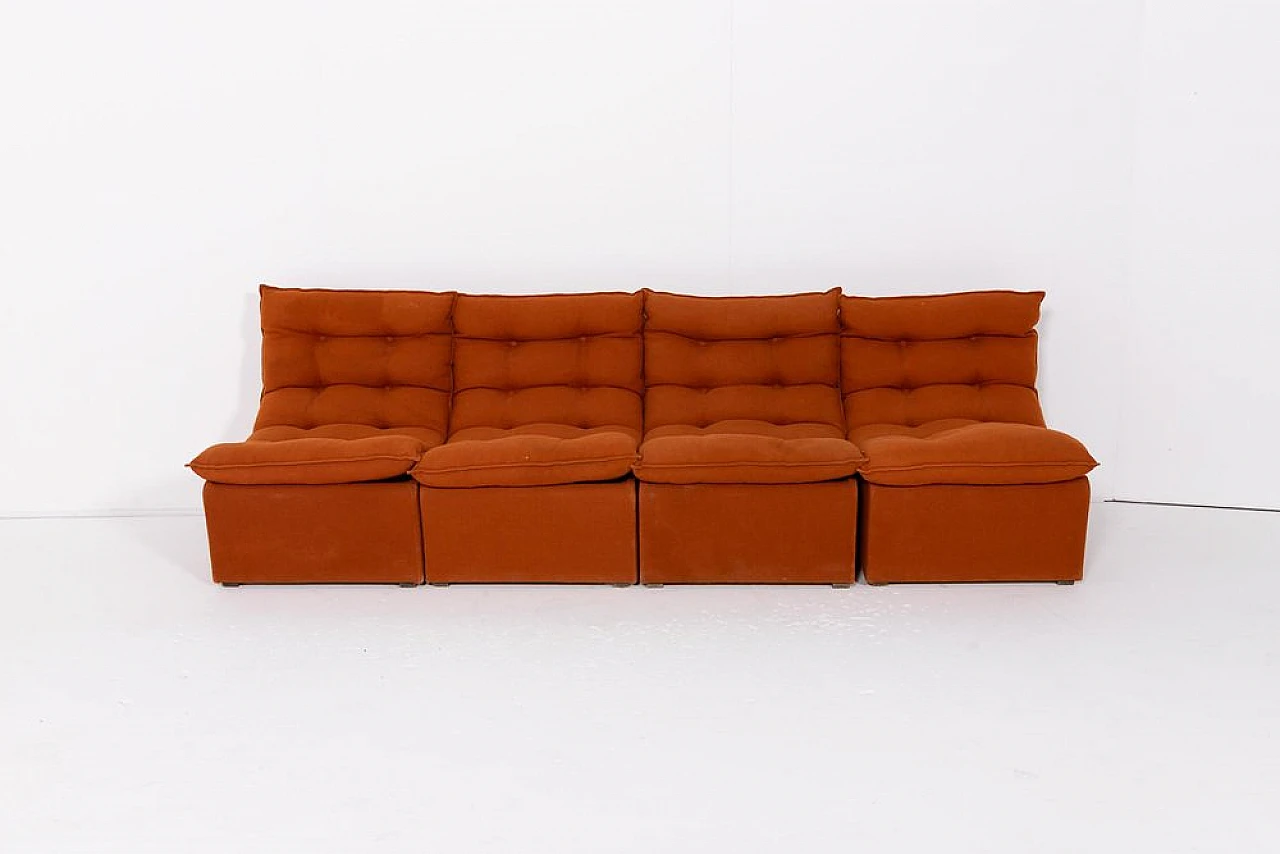 4 Sedie da salotto in lana arancione, anni '60 3