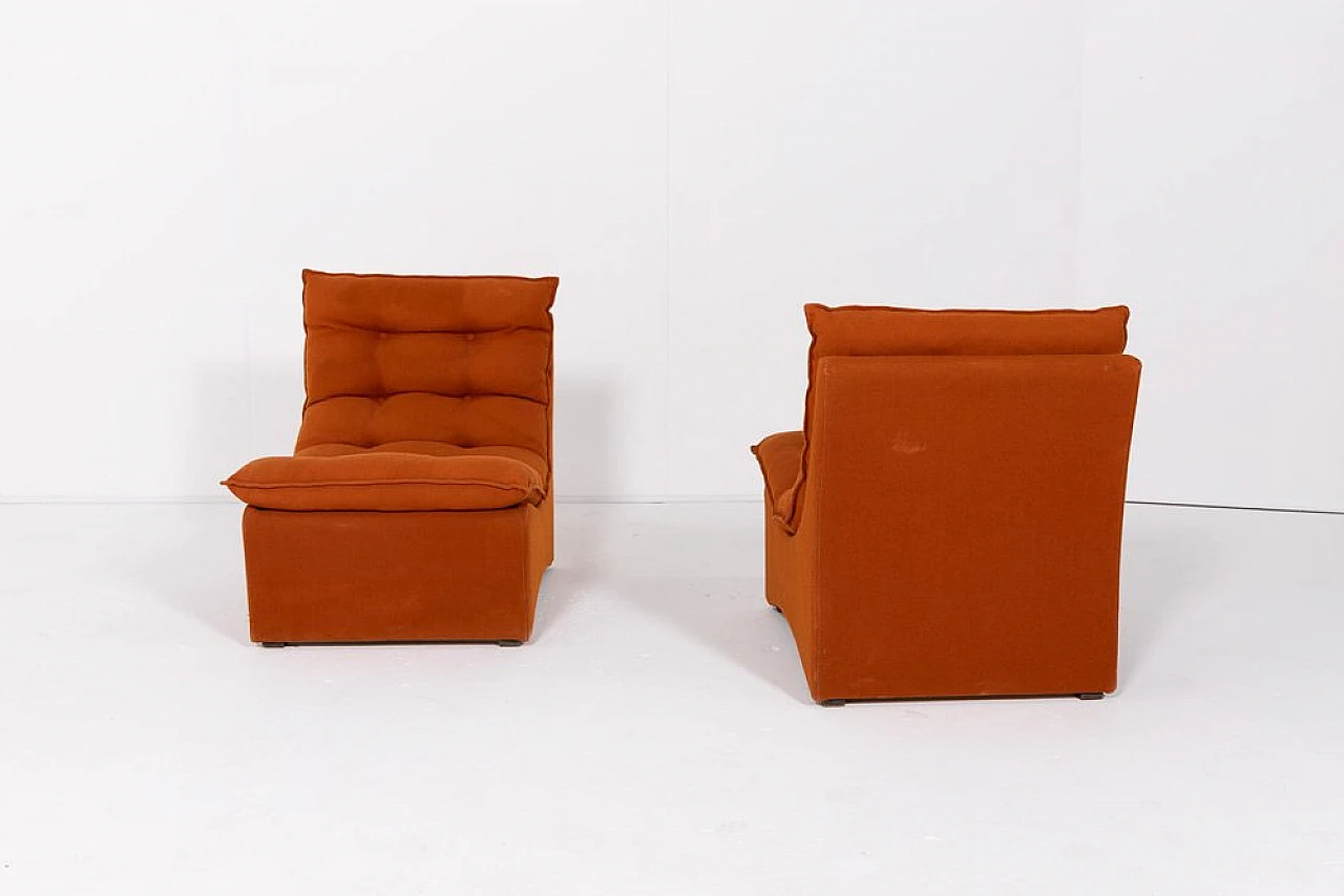 4 Sedie da salotto in lana arancione, anni '60 7