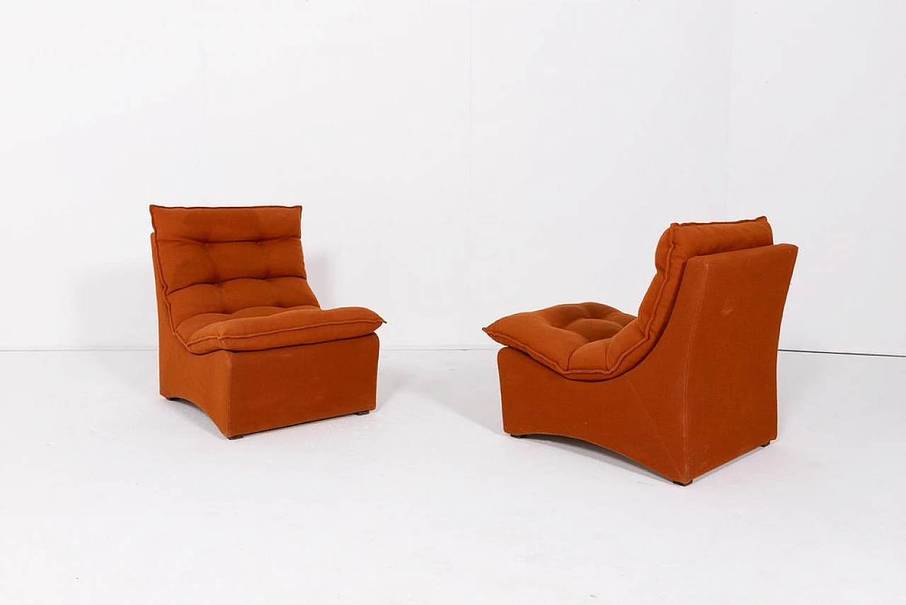 4 Sedie da salotto in lana arancione, anni '60 9