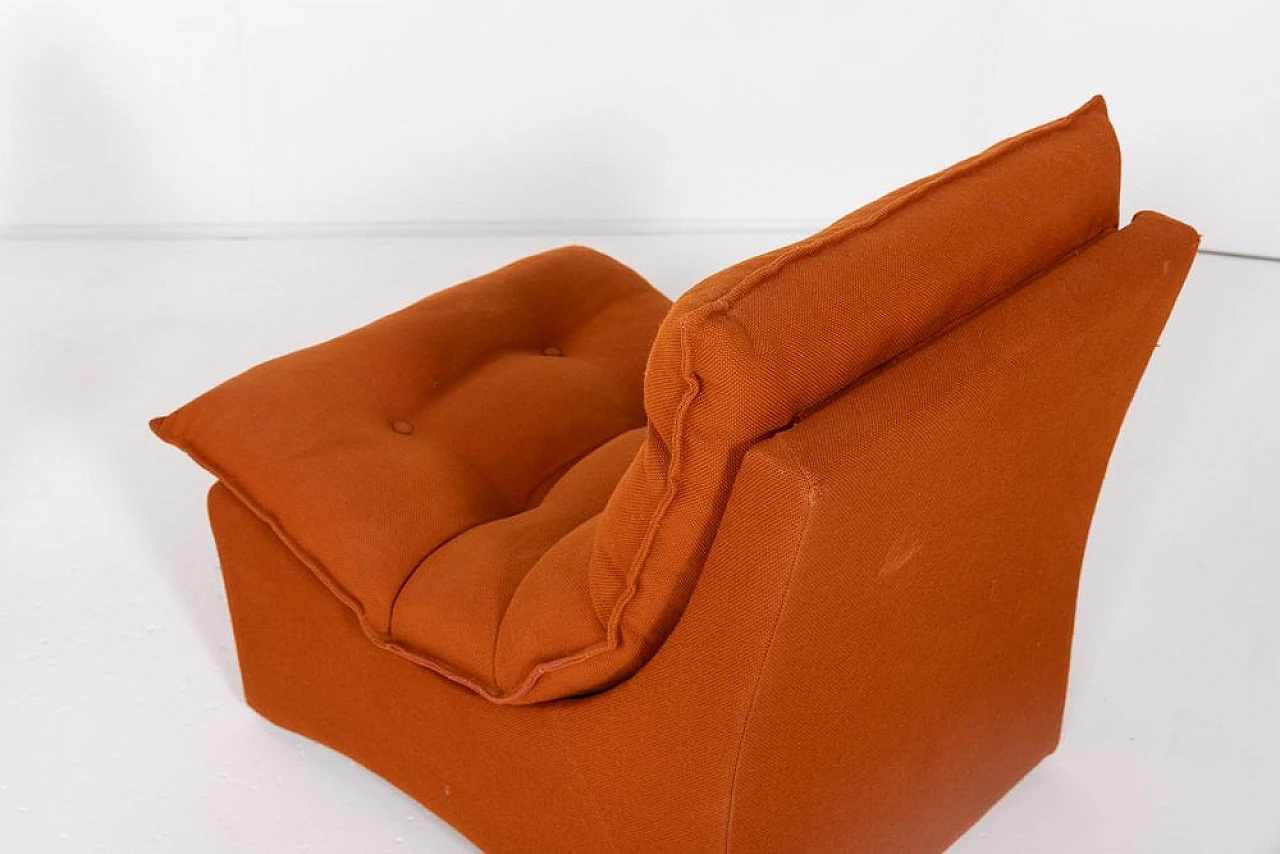 4 Sedie da salotto in lana arancione, anni '60 10