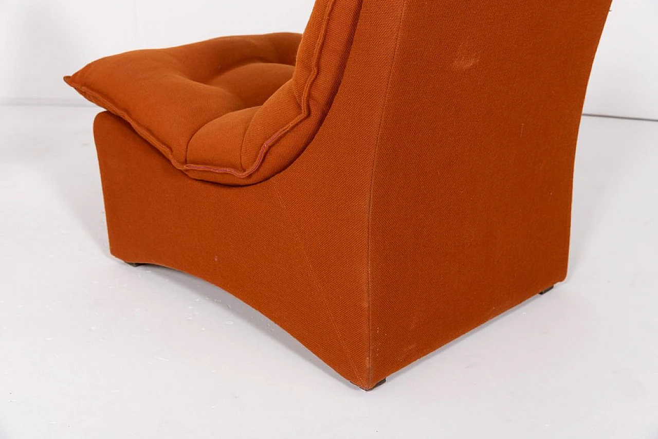 4 Sedie da salotto in lana arancione, anni '60 11