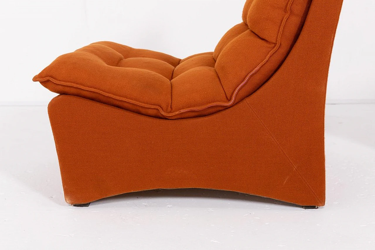 4 Sedie da salotto in lana arancione, anni '60 12