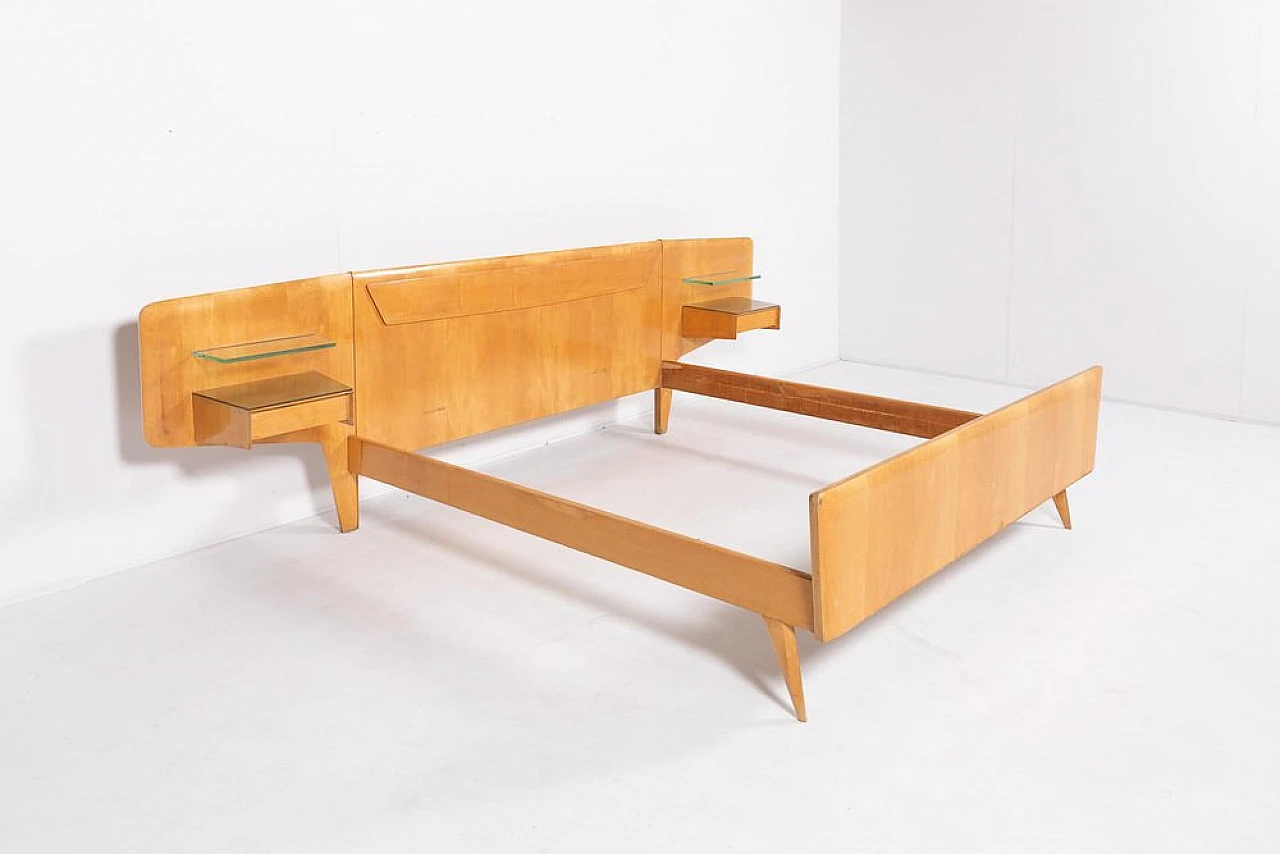 Wooden double bed by Vittorio Dassi, 1950s 2