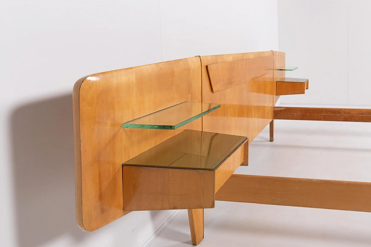 Wooden double bed by Vittorio Dassi, 1950s 3