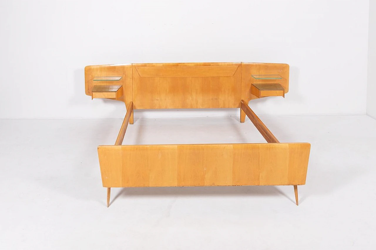 Wooden double bed by Vittorio Dassi, 1950s 4