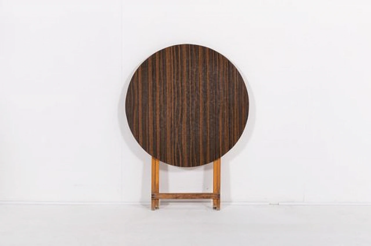 Tavolo rotondo moderno pieghevole in legno, anni '70 5