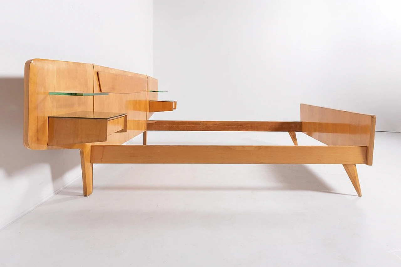 Wooden double bed by Vittorio Dassi, 1950s 5