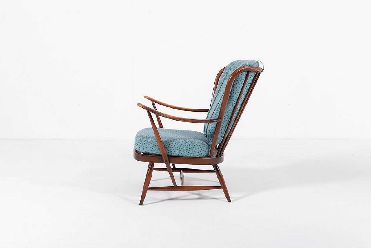 Poltrona Windsor in legno ebanizzato e tessuto di Ercol, fine '900 3