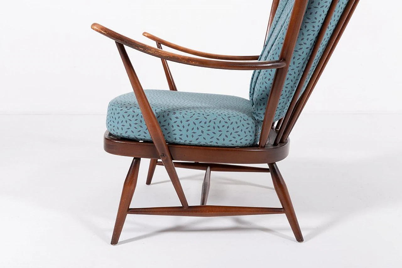 Poltrona Windsor in legno ebanizzato e tessuto di Ercol, fine '900 4