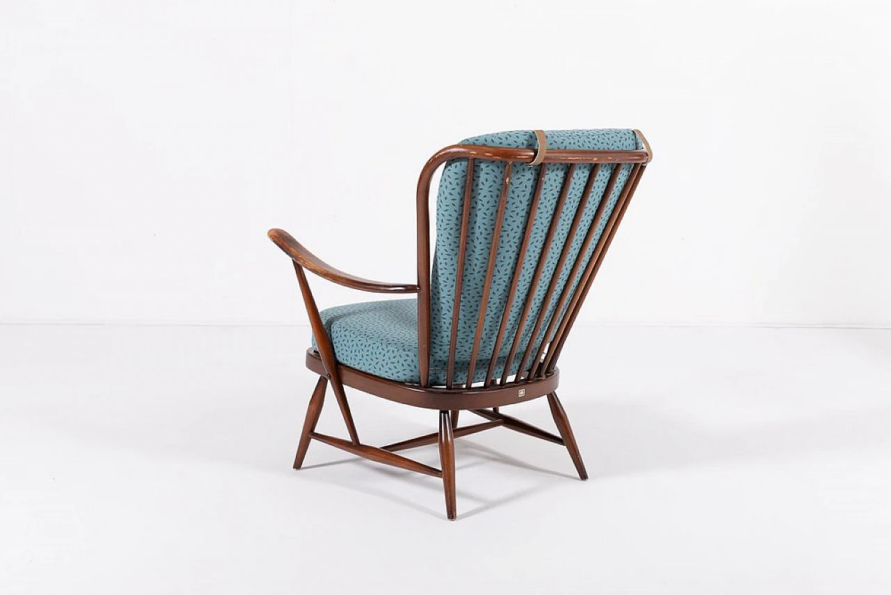Poltrona Windsor in legno ebanizzato e tessuto di Ercol, fine '900 6