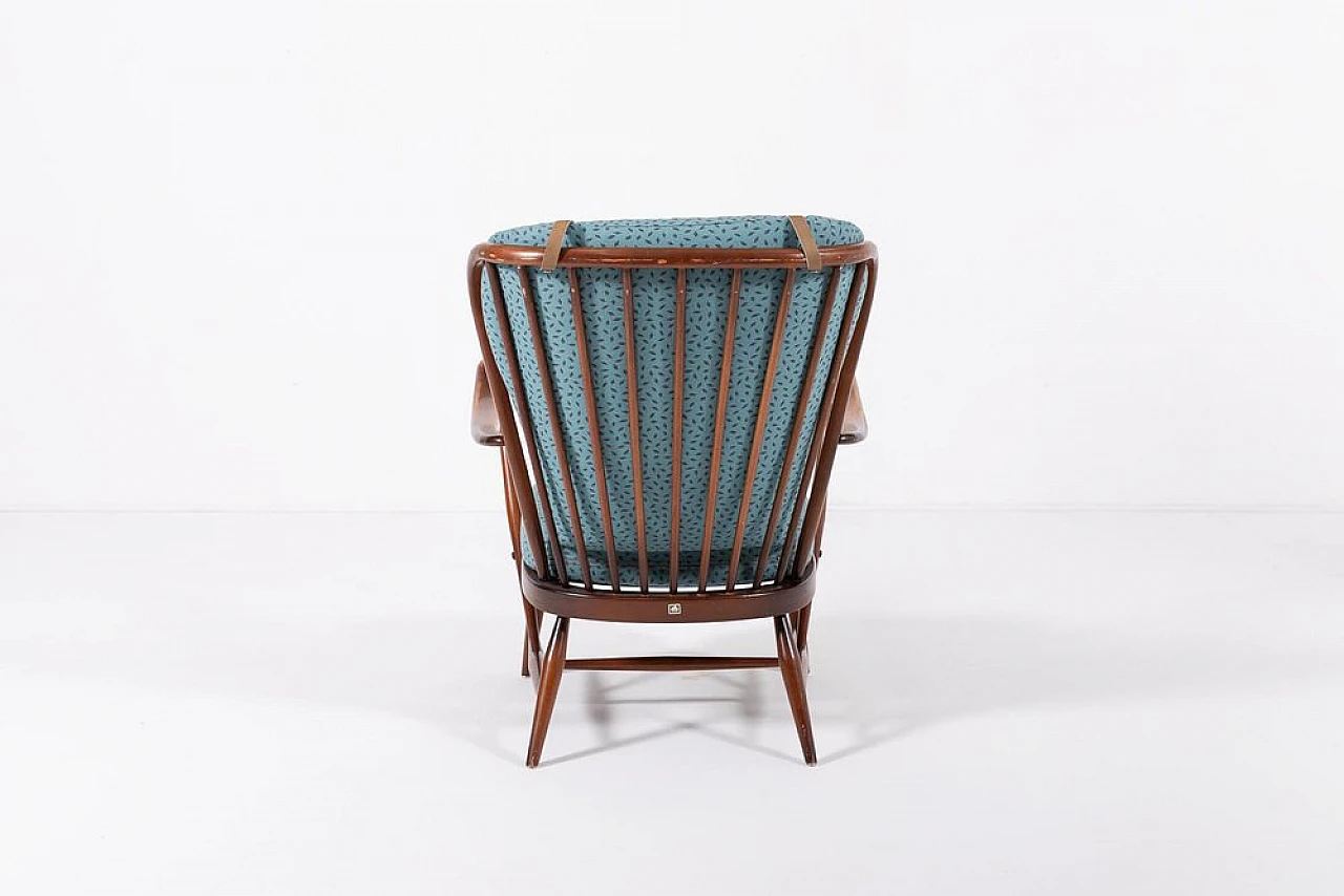 Poltrona Windsor in legno ebanizzato e tessuto di Ercol, fine '900 8