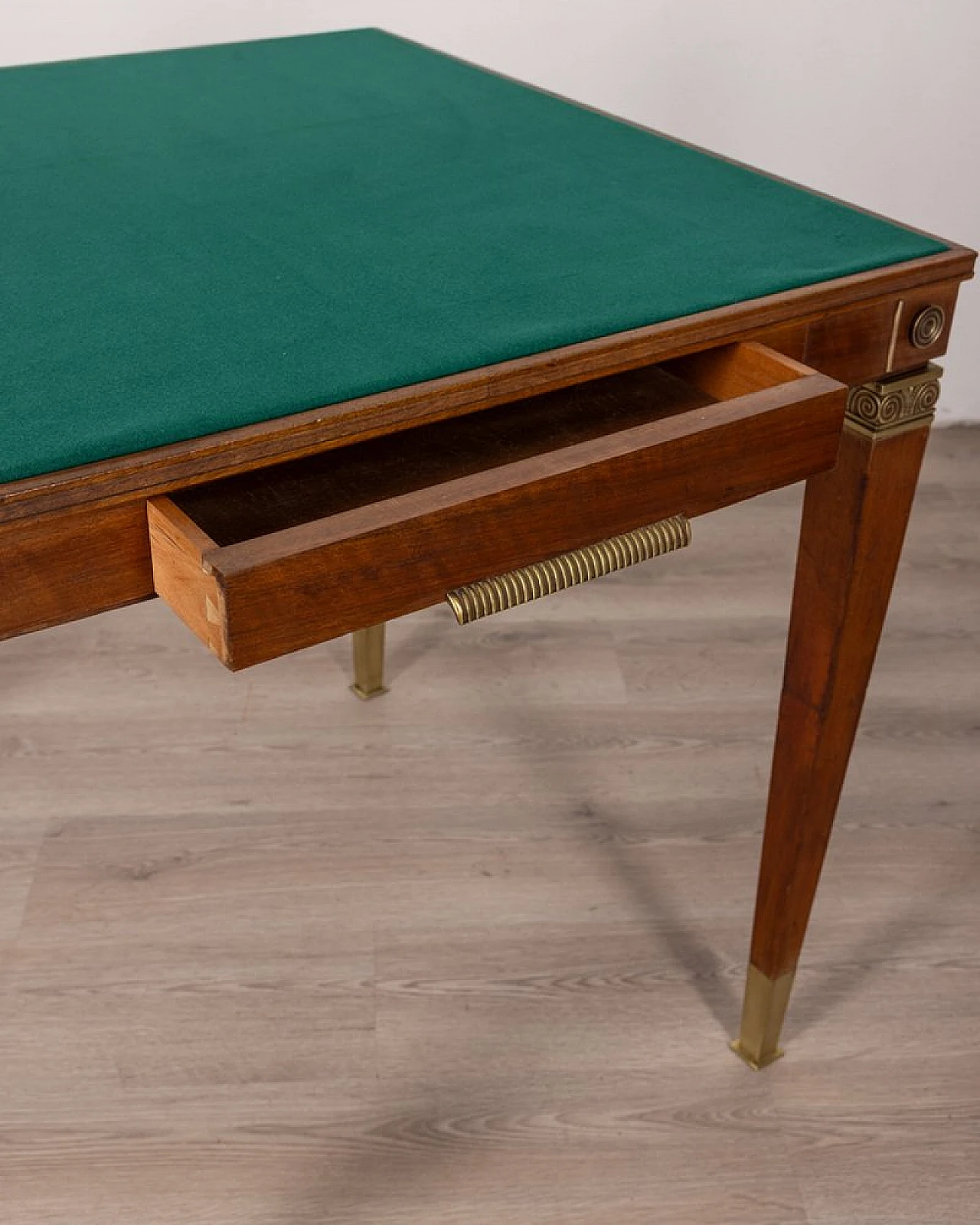 Wood and gilded brass gaming table, 1940s 3