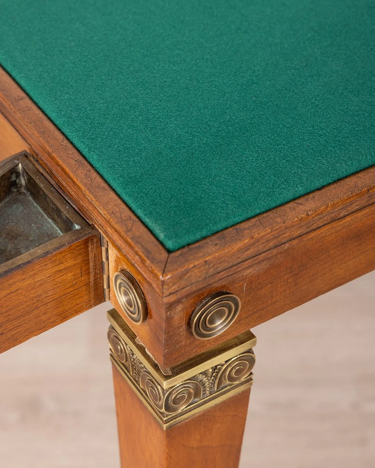 Wood and gilded brass gaming table, 1940s 9