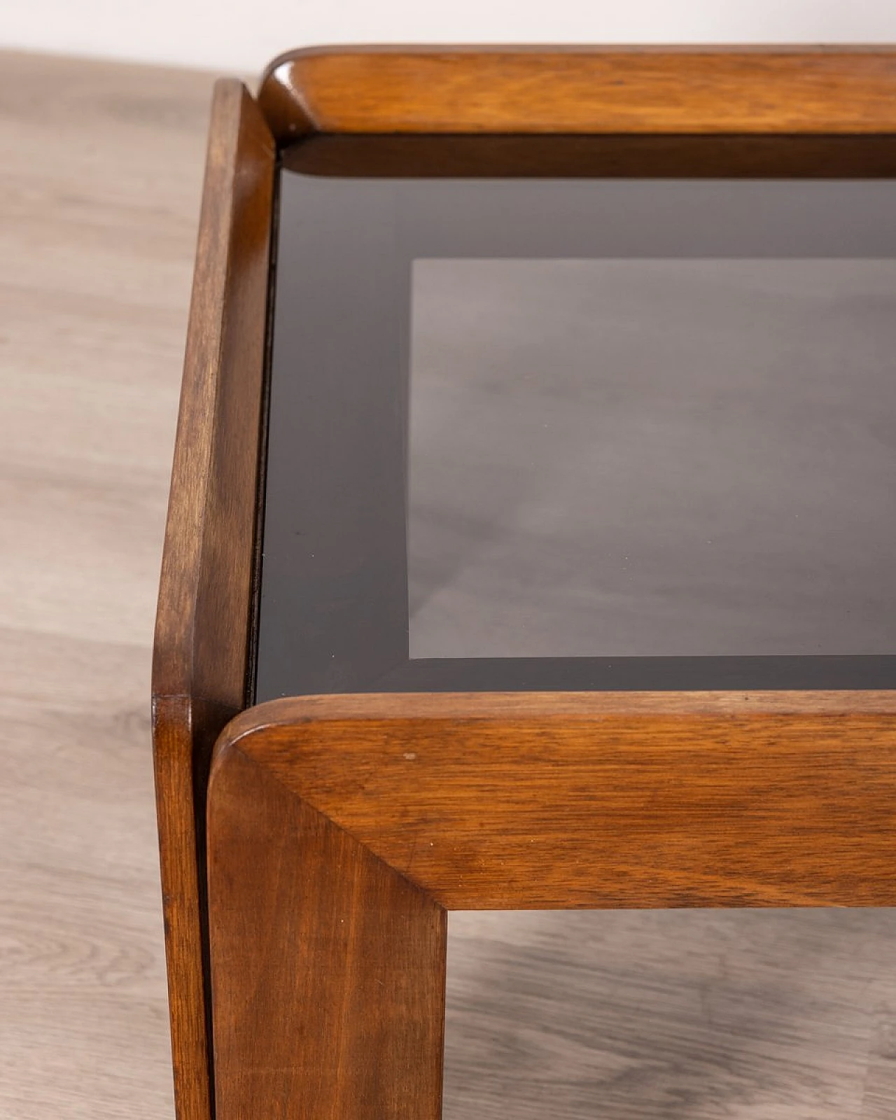 Rectangular coffee table in walnut and glass by A. & T. Scarpa, 1970s 8