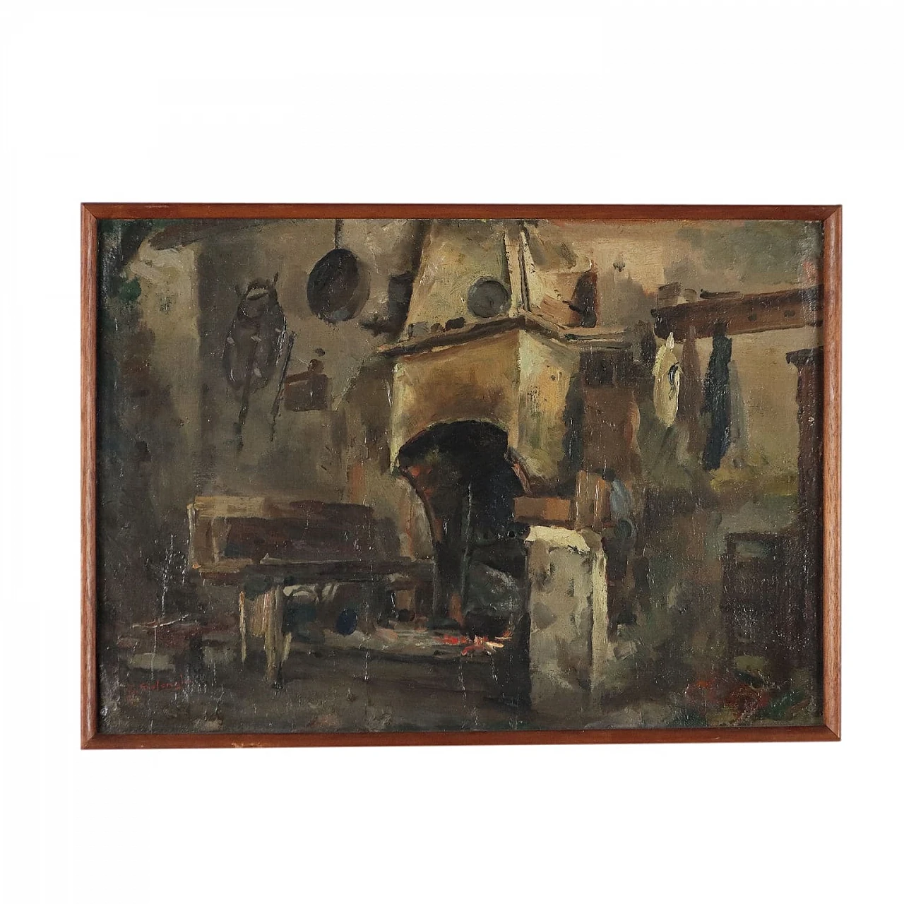 Giuseppe Solenghi, The cuisine of the smuggler, oil on cardboard 1