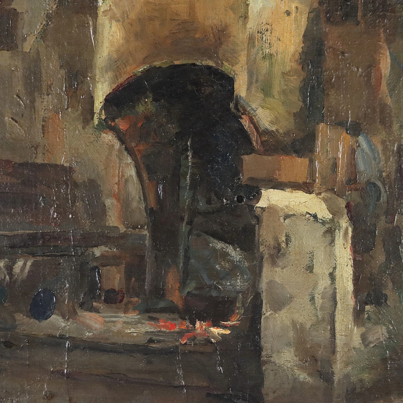 Giuseppe Solenghi, The cuisine of the smuggler, oil on cardboard 3