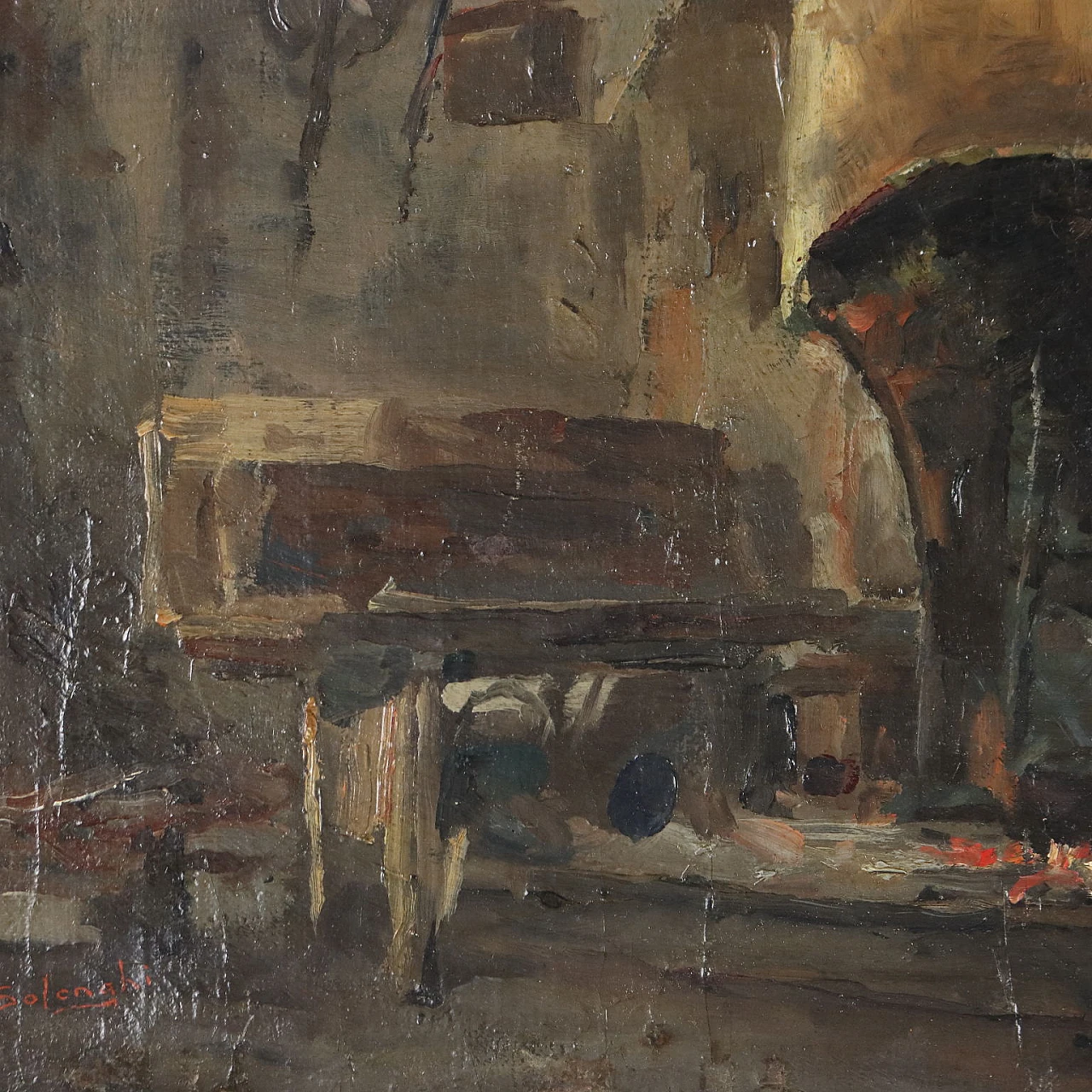 Giuseppe Solenghi, The cuisine of the smuggler, oil on cardboard 5