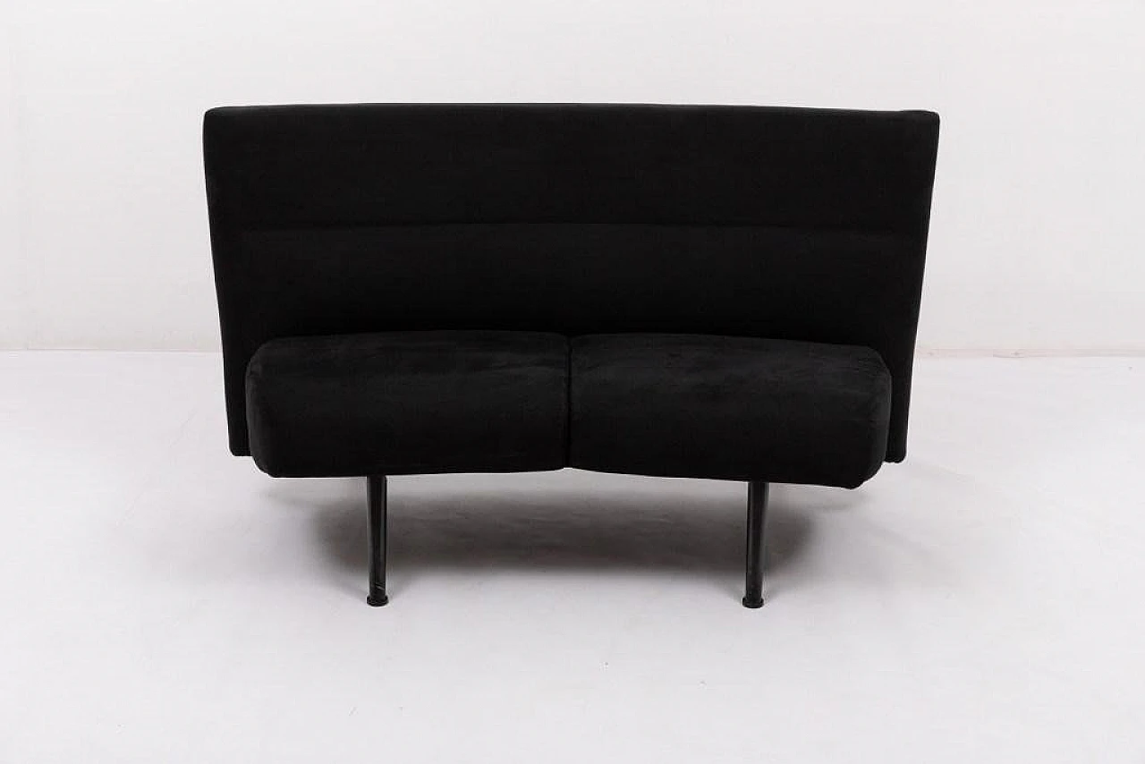 Danish sculptural alcantara and steel sofa, late 20th century 2