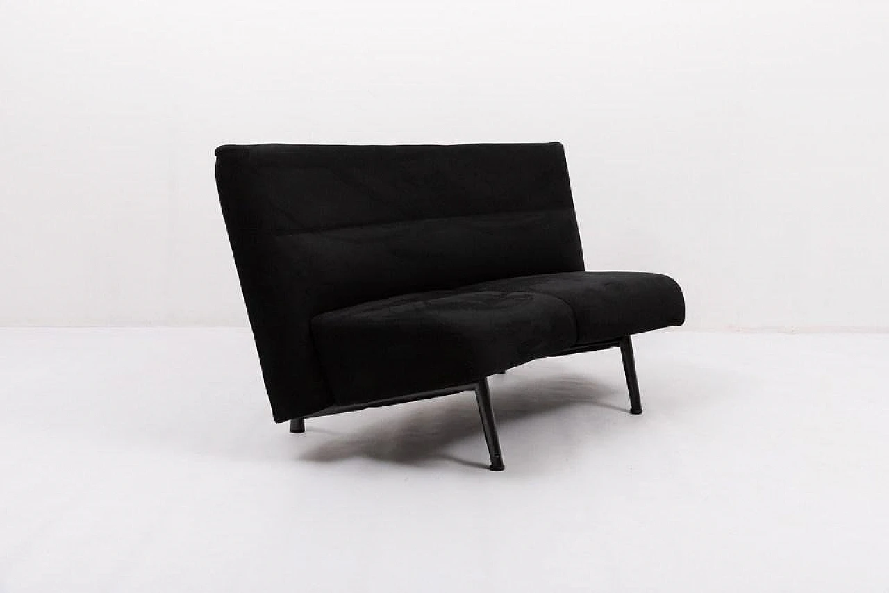 Danish sculptural alcantara and steel sofa, late 20th century 8