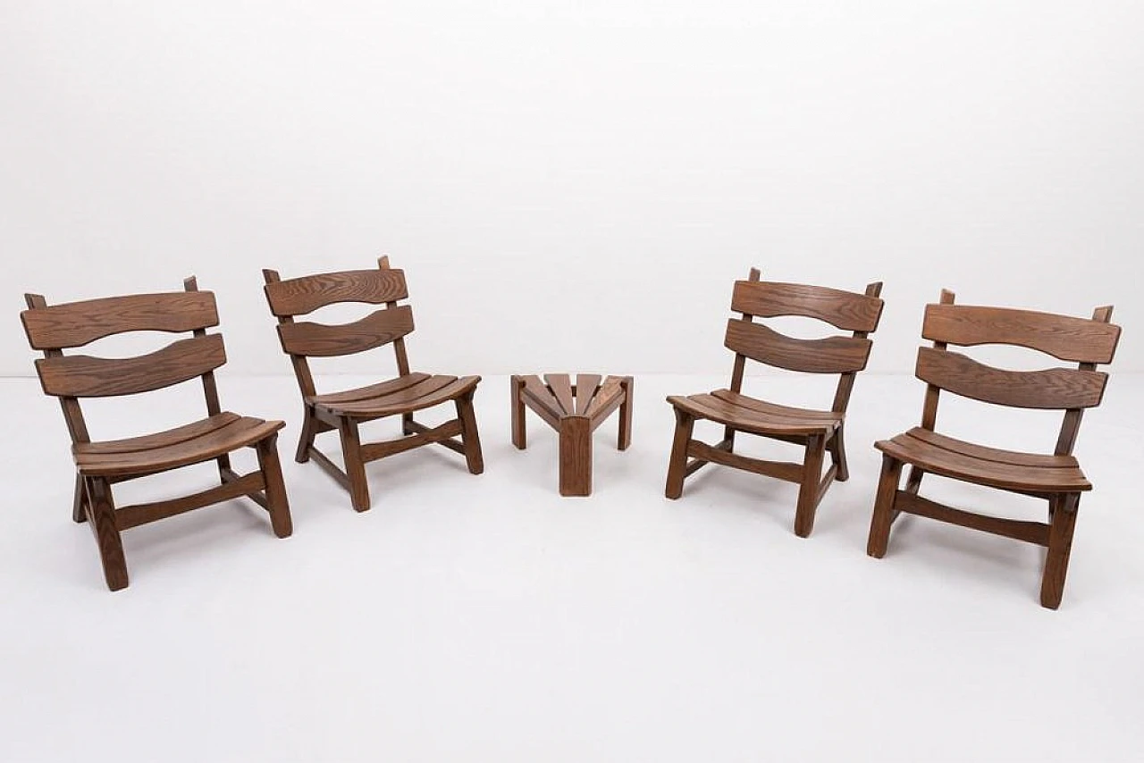4 Chairs with a table in oak by Dittmann & Co. for Awa, 1970s 1