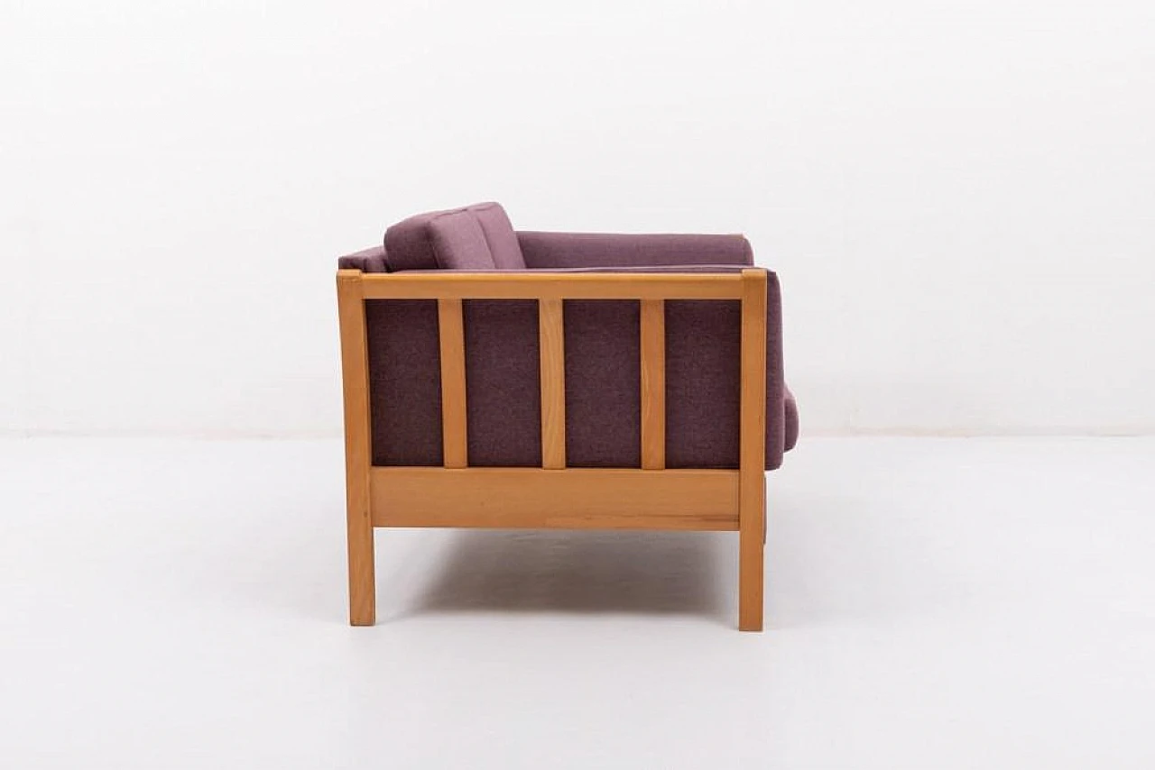 Aubergine wool two-seater sofa, 1970s 4