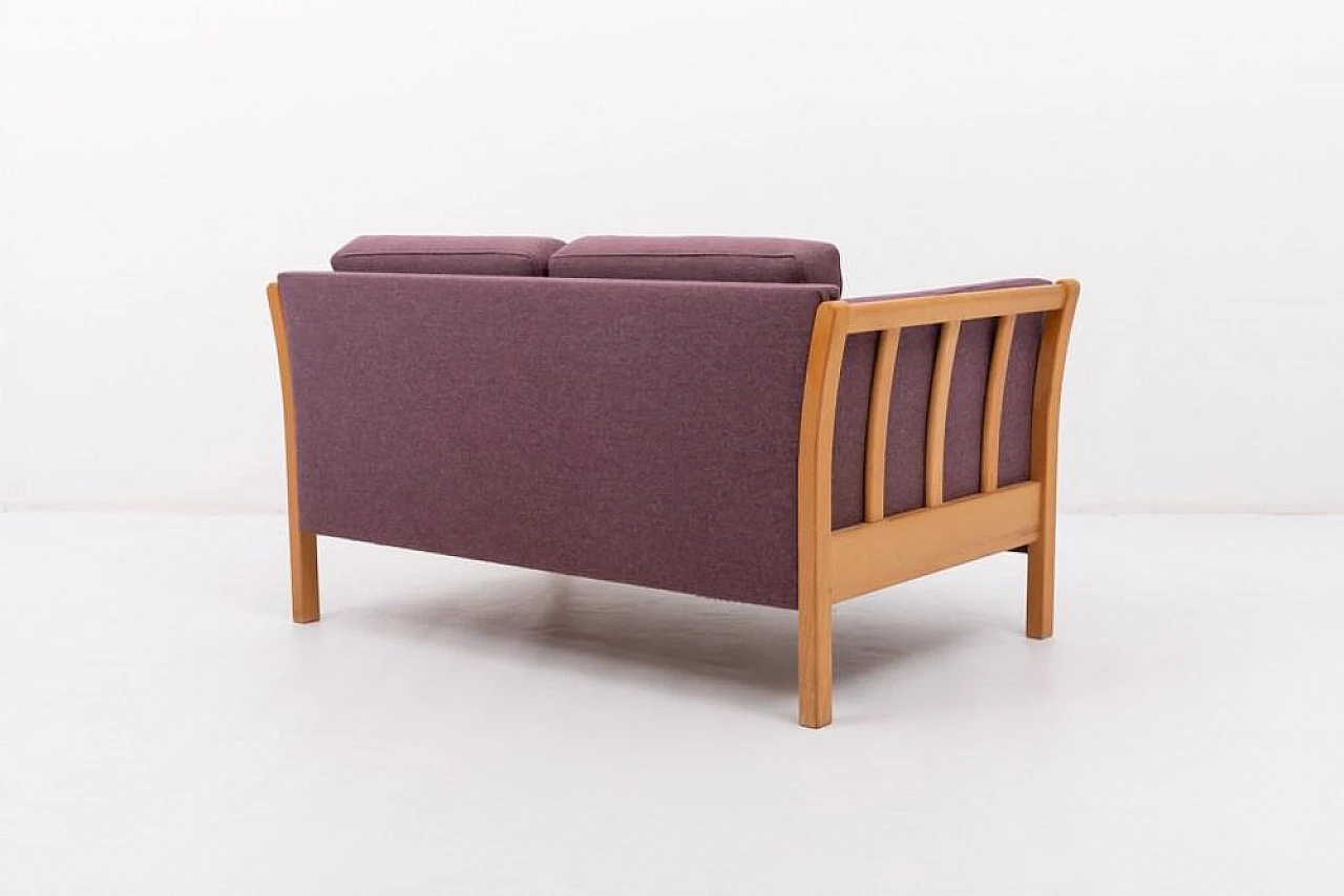 Aubergine wool two-seater sofa, 1970s 5