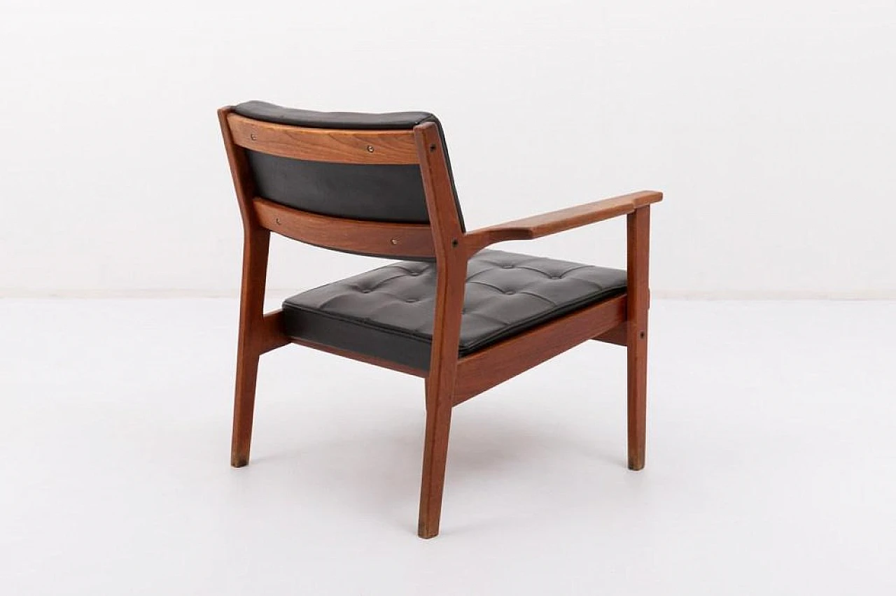 Sedia Mid-Century architettonica in legno e tessuto, anni '60 6