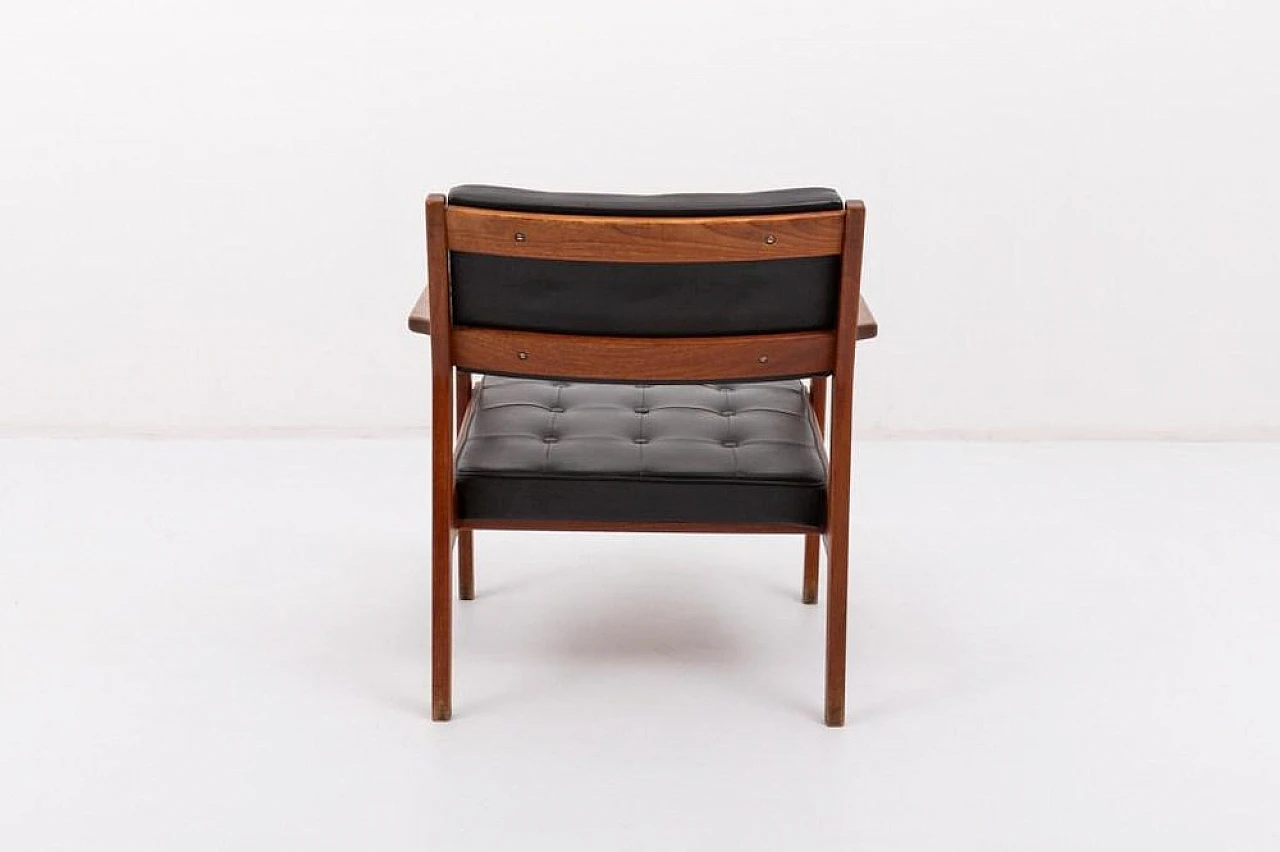 Sedia Mid-Century architettonica in legno e tessuto, anni '60 8