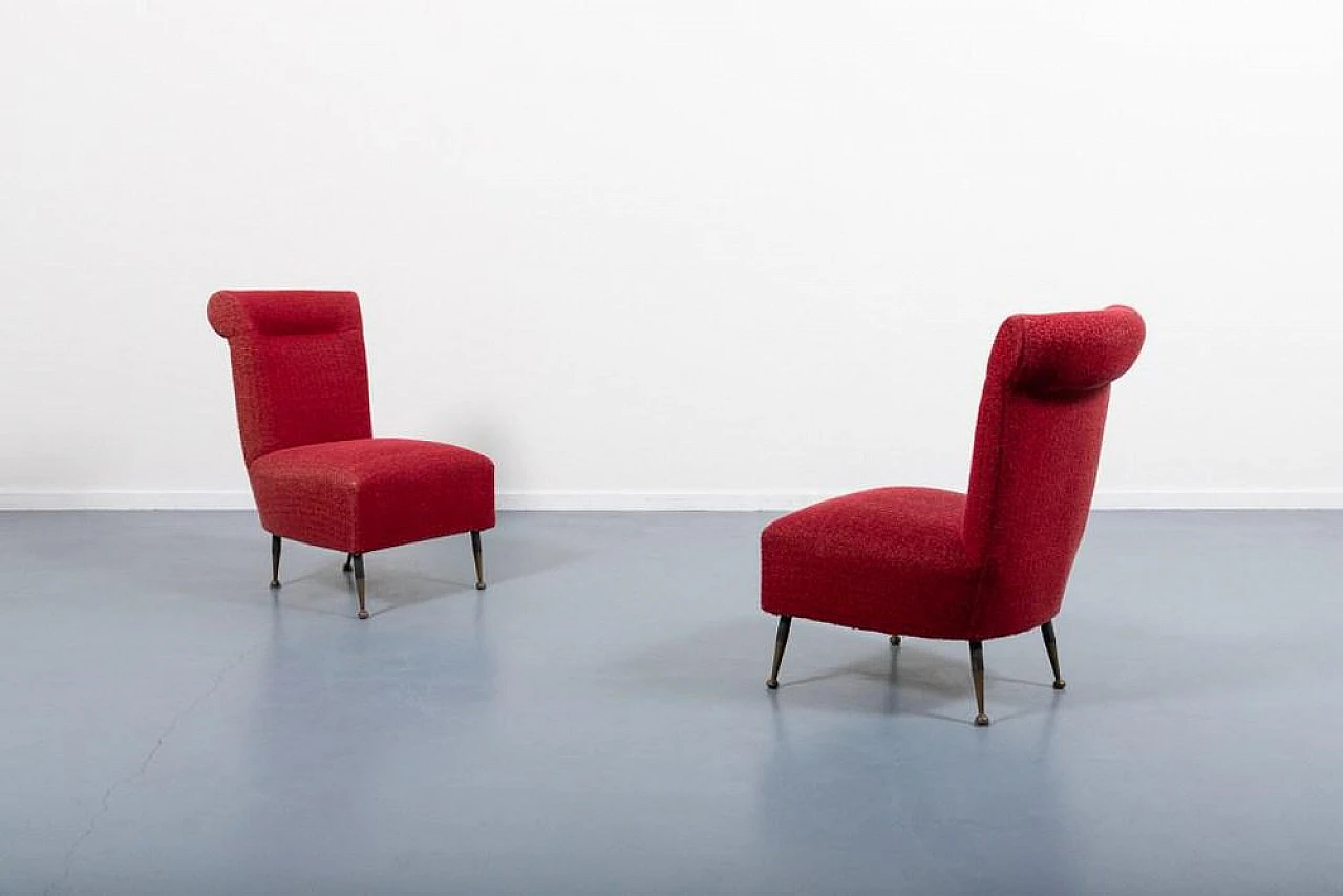 Coppia di sedie in acciaio e tessuto, anni '50 3