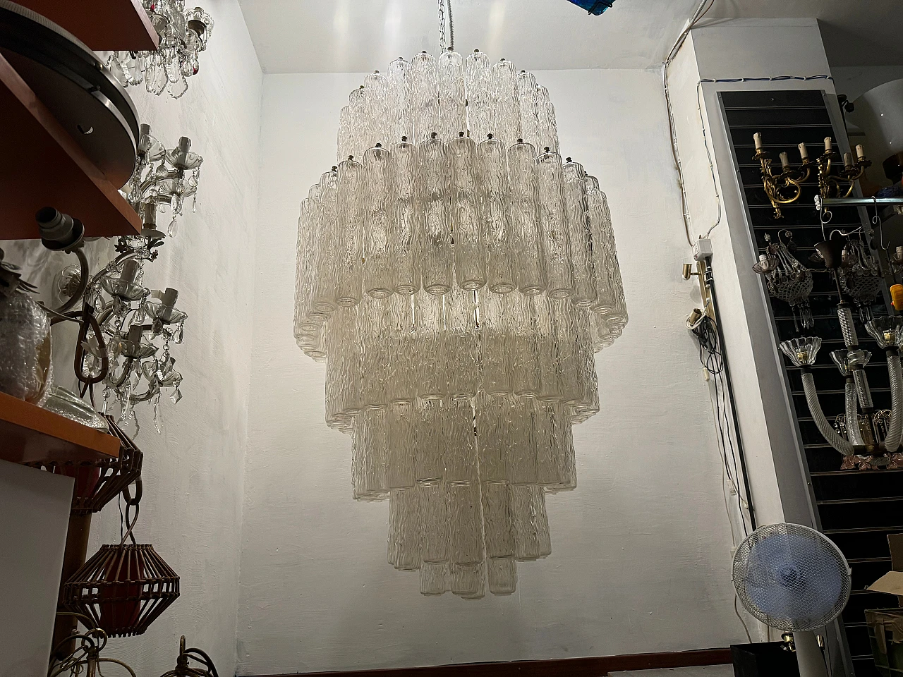 Lampadario a tubi in vetro di Murano di Paolo Venini, anni '60 2