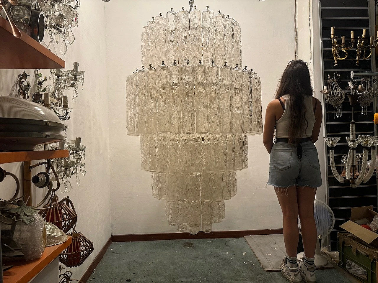 Lampadario a tubi in vetro di Murano di Paolo Venini, anni '60 4