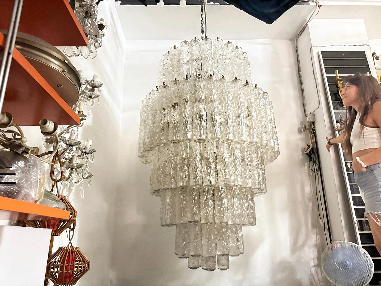 Lampadario a tubi in vetro di Murano di Paolo Venini, anni '60 7
