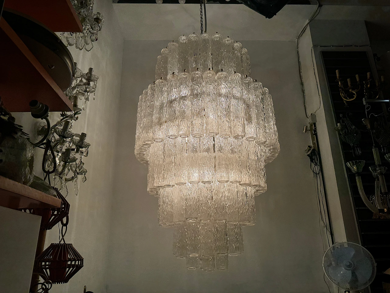Lampadario a tubi in vetro di Murano di Paolo Venini, anni '60 11