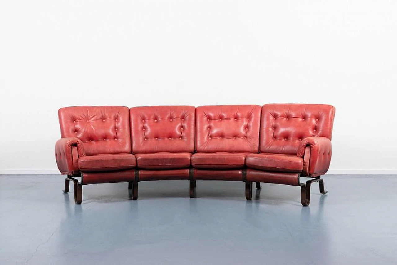 Floating leather sofa by Eric Sigfrid Persson, 1970s 1