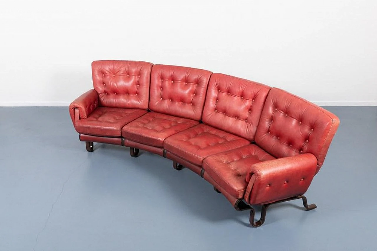 Floating leather sofa by Eric Sigfrid Persson, 1970s 2