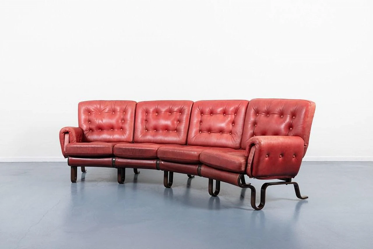 Floating leather sofa by Eric Sigfrid Persson, 1970s 3