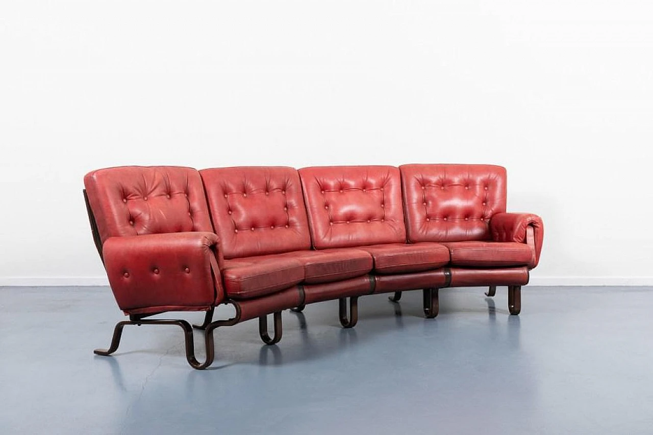 Floating leather sofa by Eric Sigfrid Persson, 1970s 4