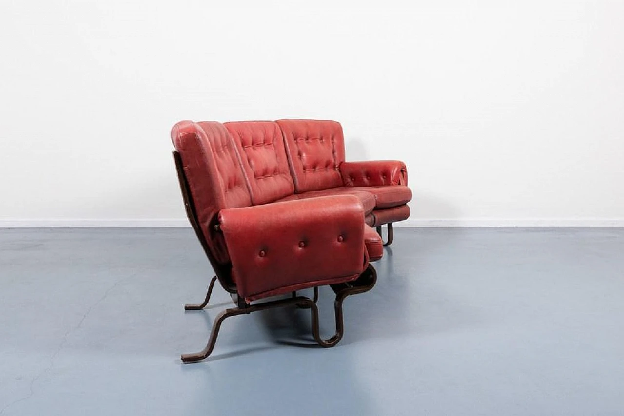 Floating leather sofa by Eric Sigfrid Persson, 1970s 5