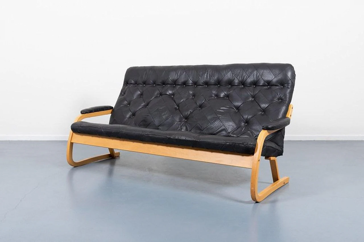 Danish Modern Sculptural Patchwork Leather Sofa, 1970s 1
