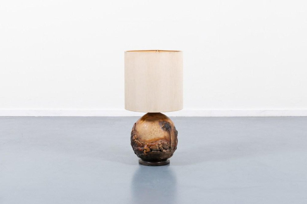 Danish Ceramic Relief Table Lamp, 1960s intOndo