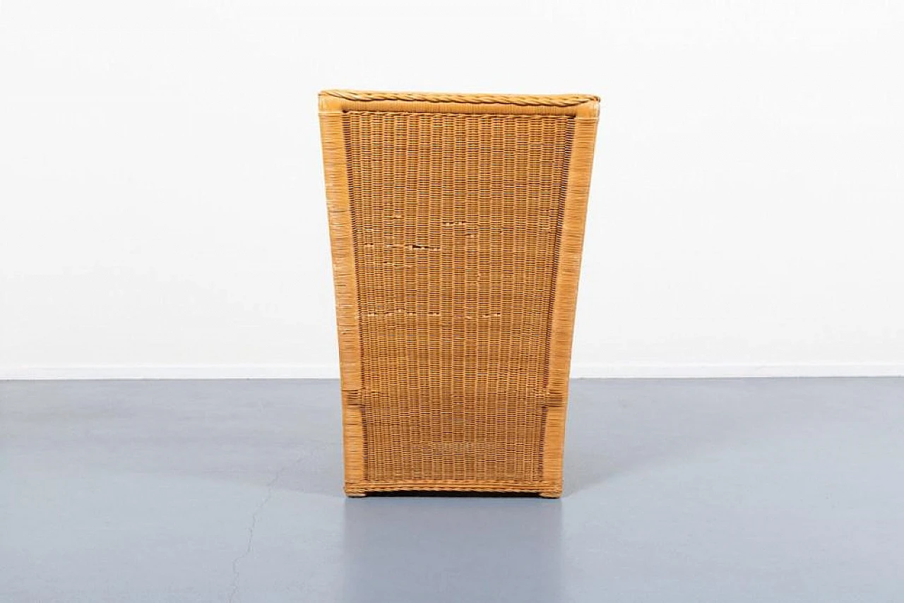 Vintage wicker and fabric lounge armchair, 1980s 7