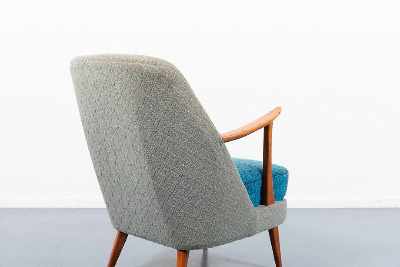 Poltrona svedese in legno e tessuto, anni '50 6