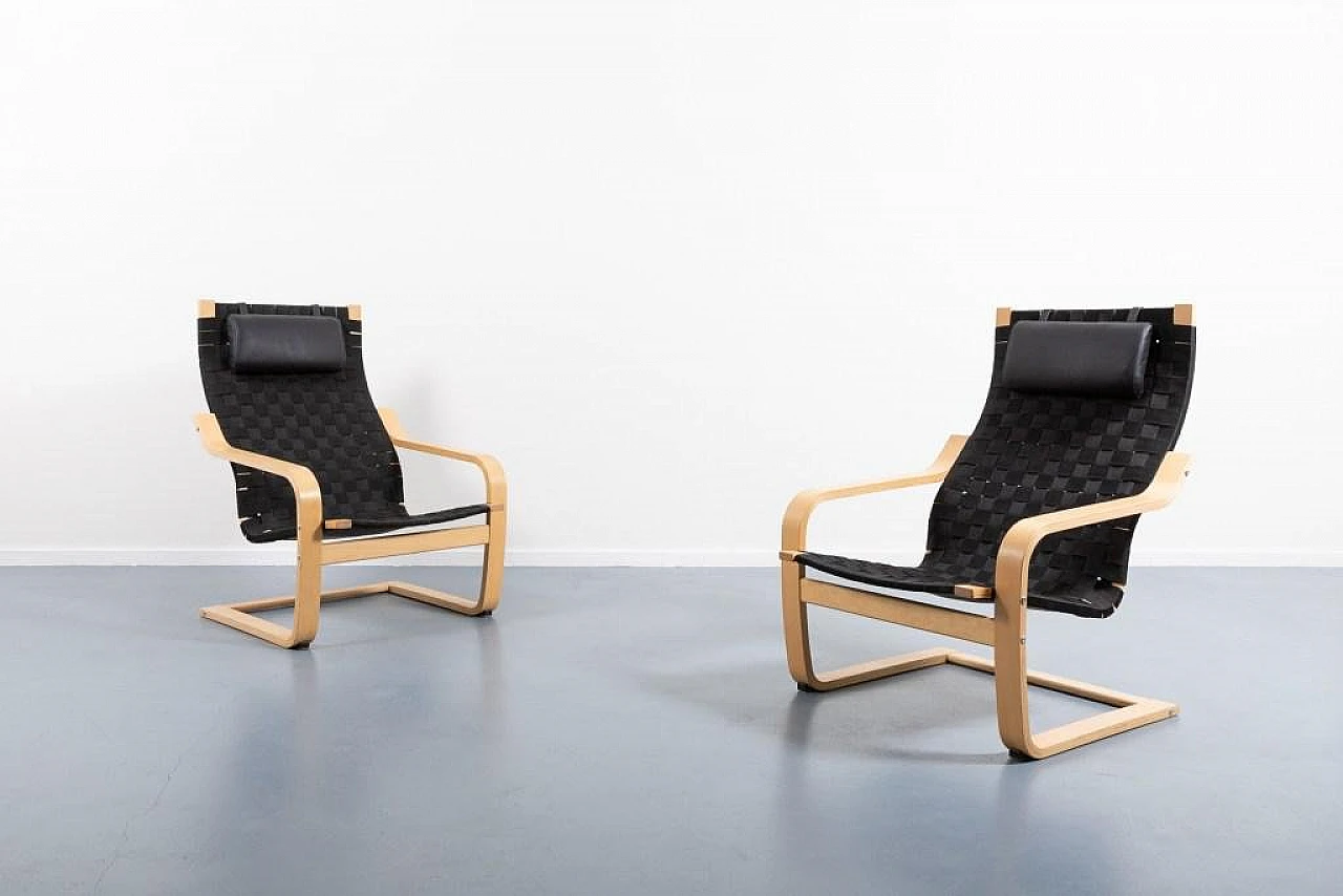 Coppia di poltrone intrecciate in lana, anni '90 1