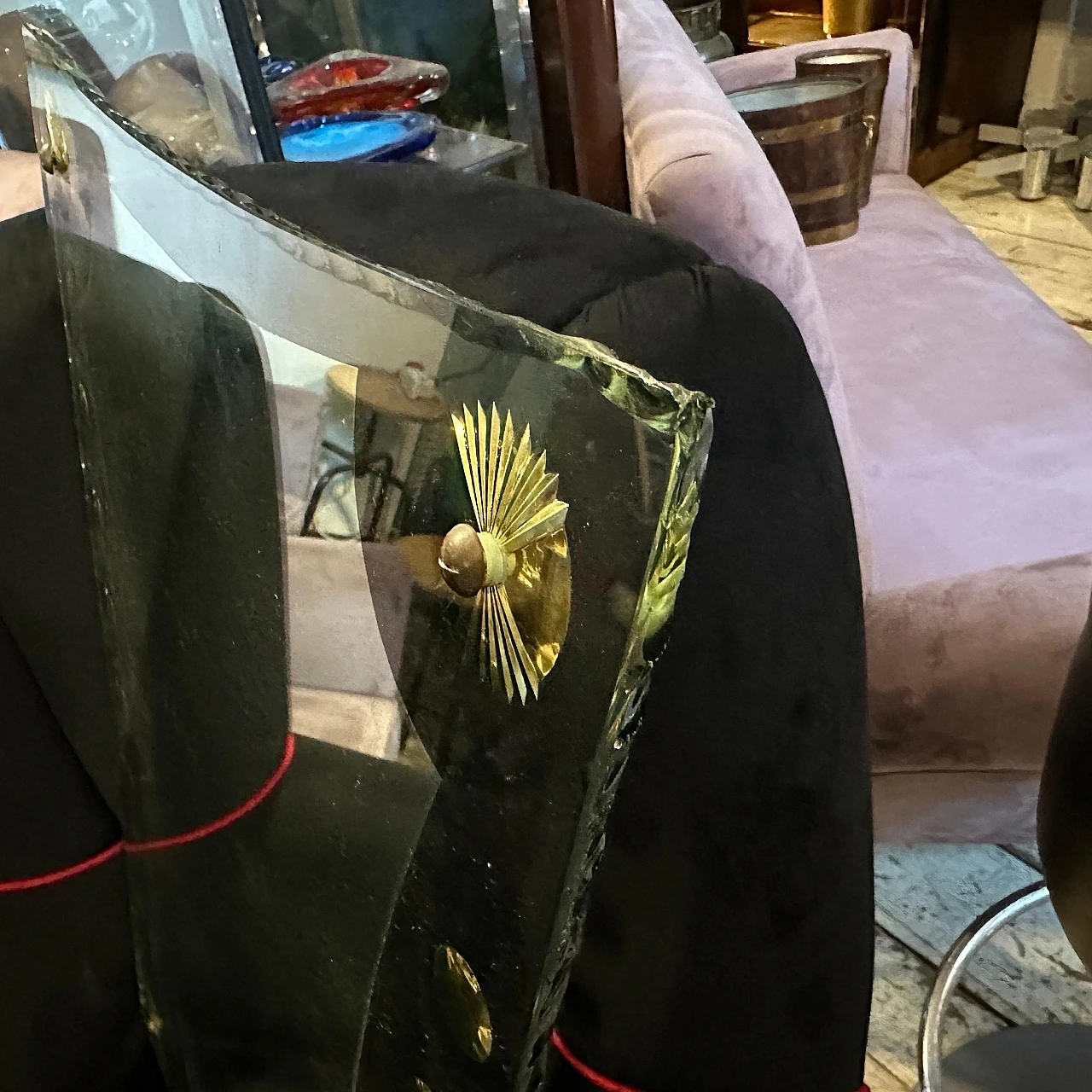 Cristal Arte glass and brass wall mirror, 1950s 8