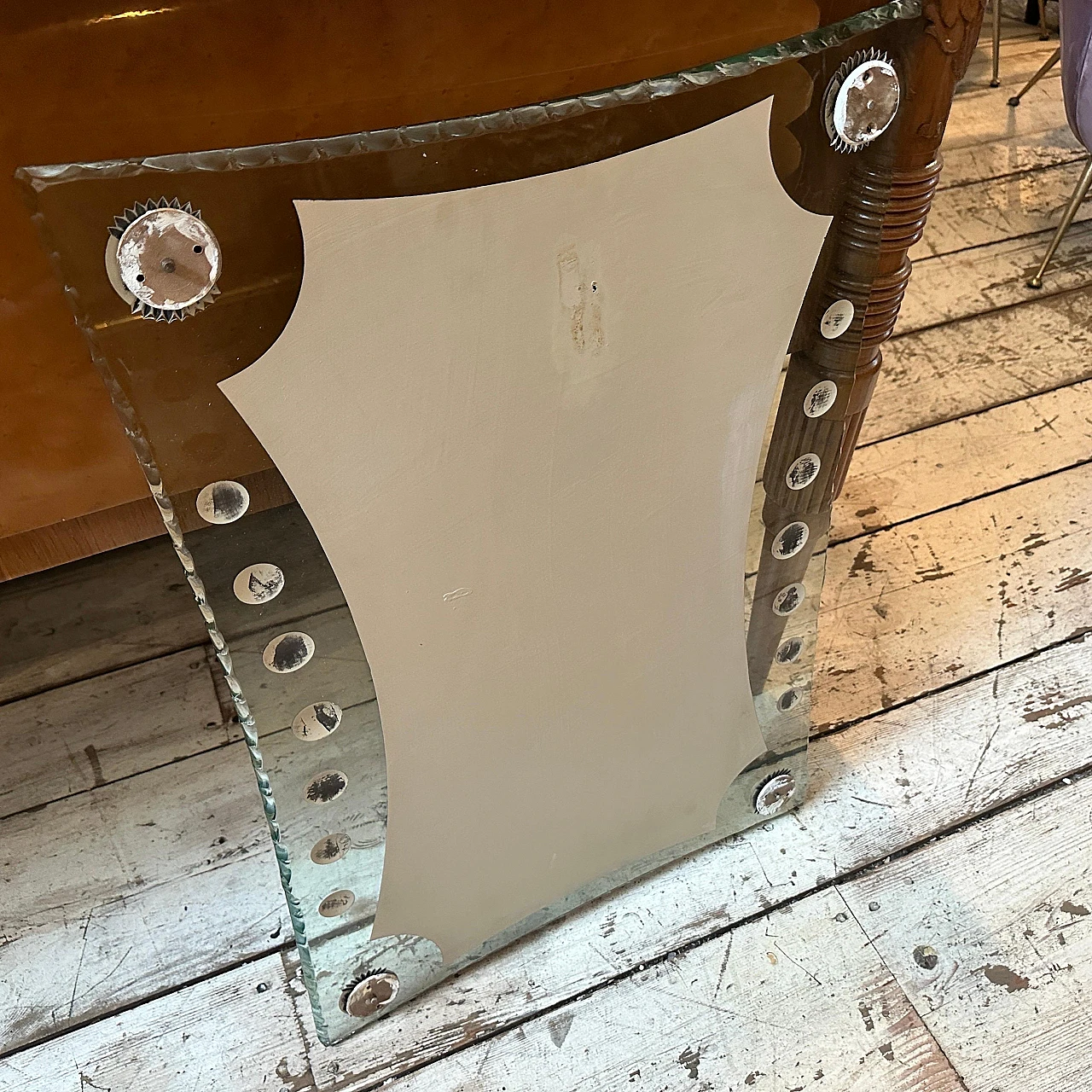 Cristal Arte glass and brass wall mirror, 1950s 16