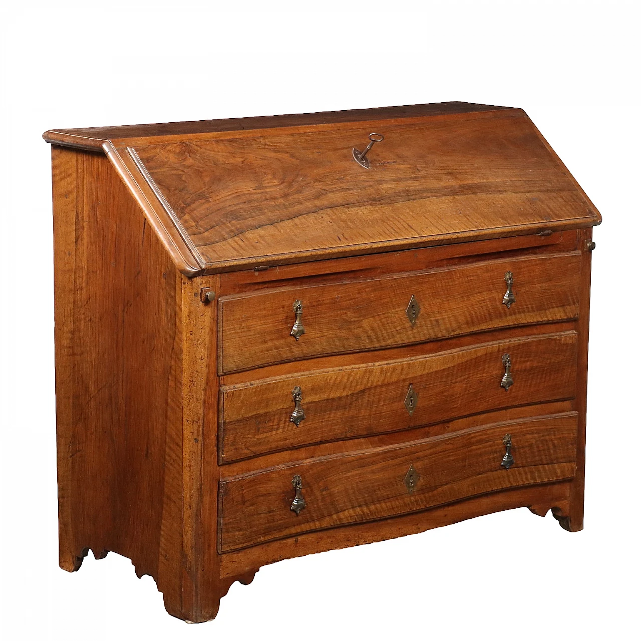 Ribalta Barocca in noce con maniglie bronzee a pera, inizio '700 1