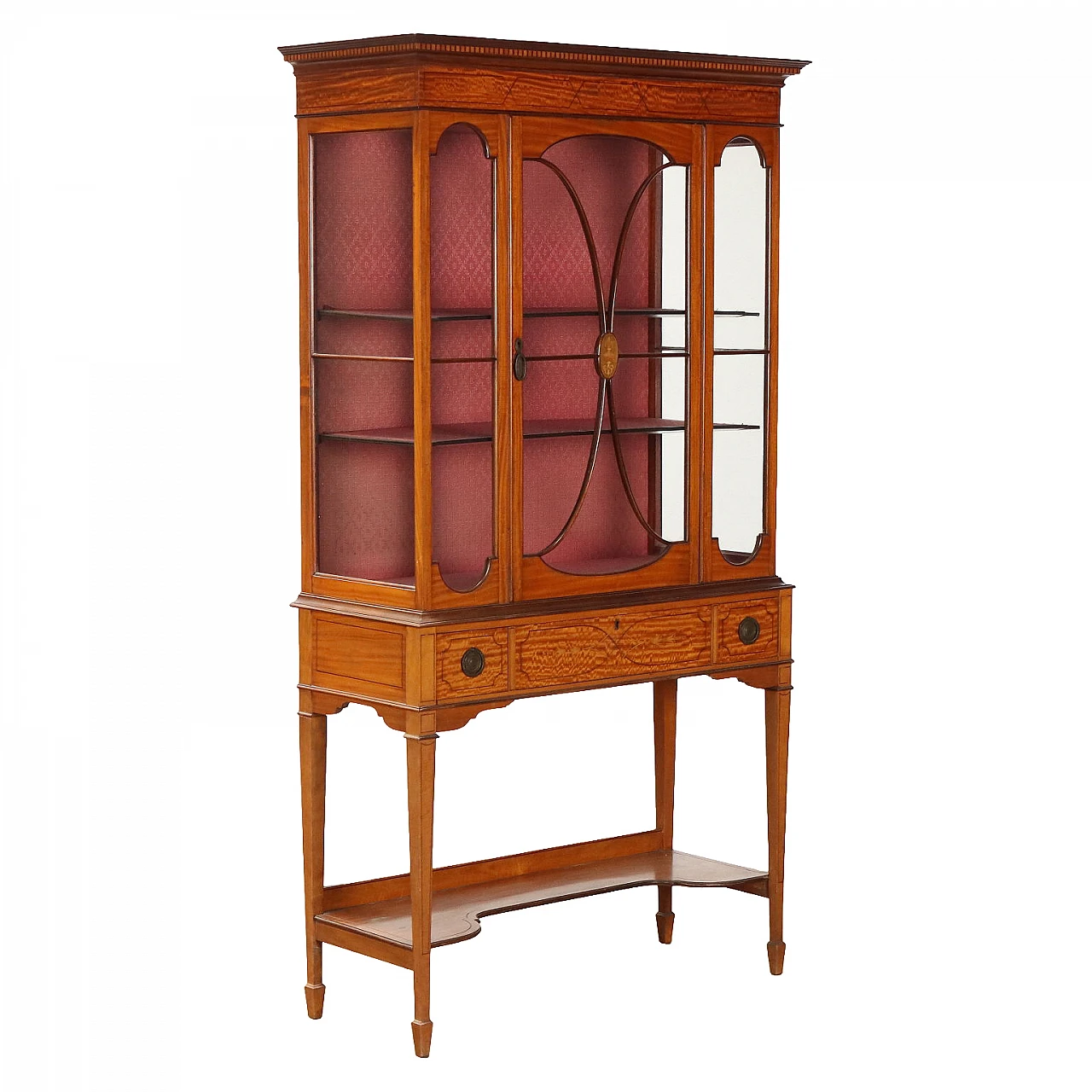Maple and mahogany display case in George IV style, early 20th century 1