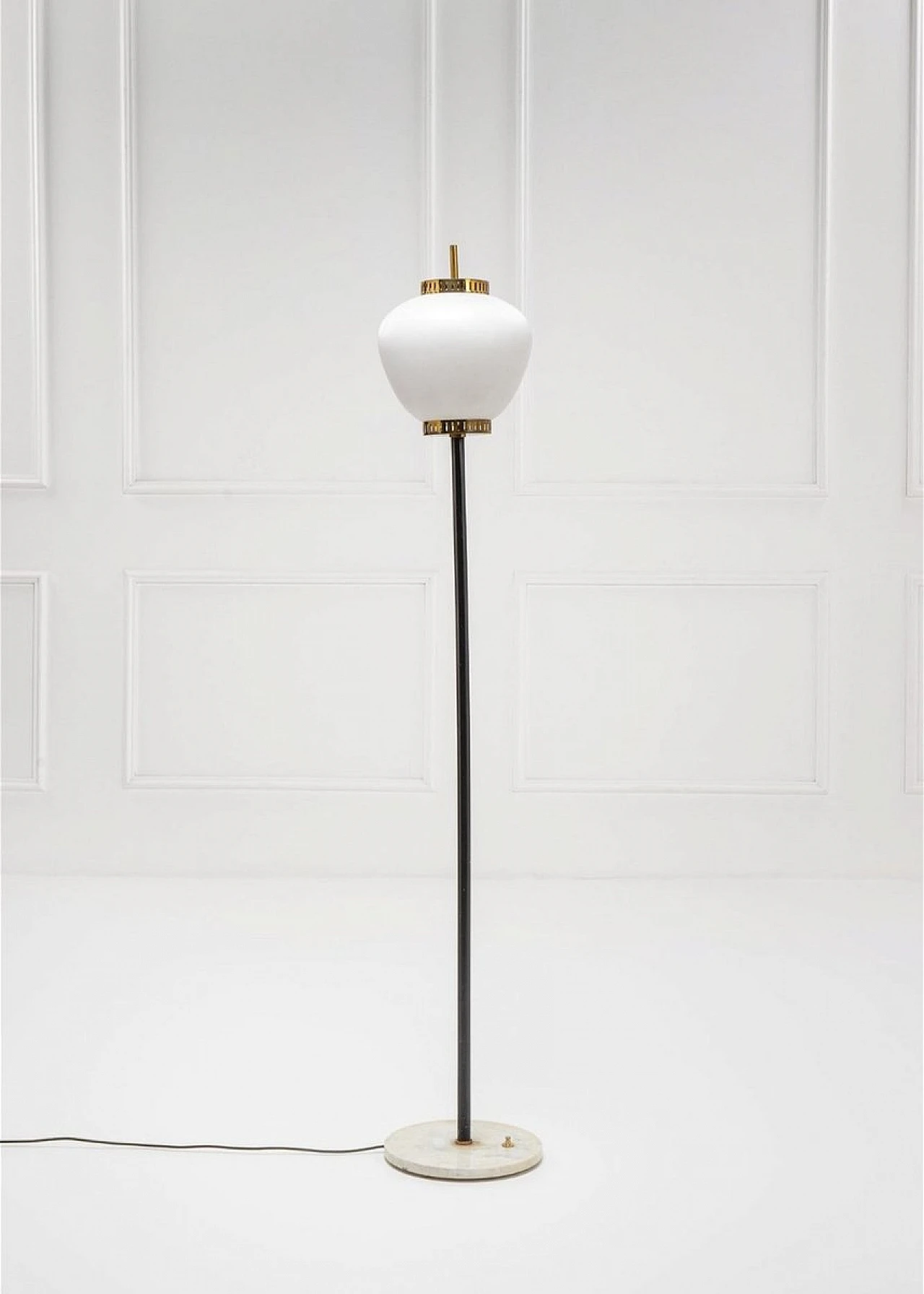 Brass, glass and marble floor lamp by Stilnovo, 1950s 1
