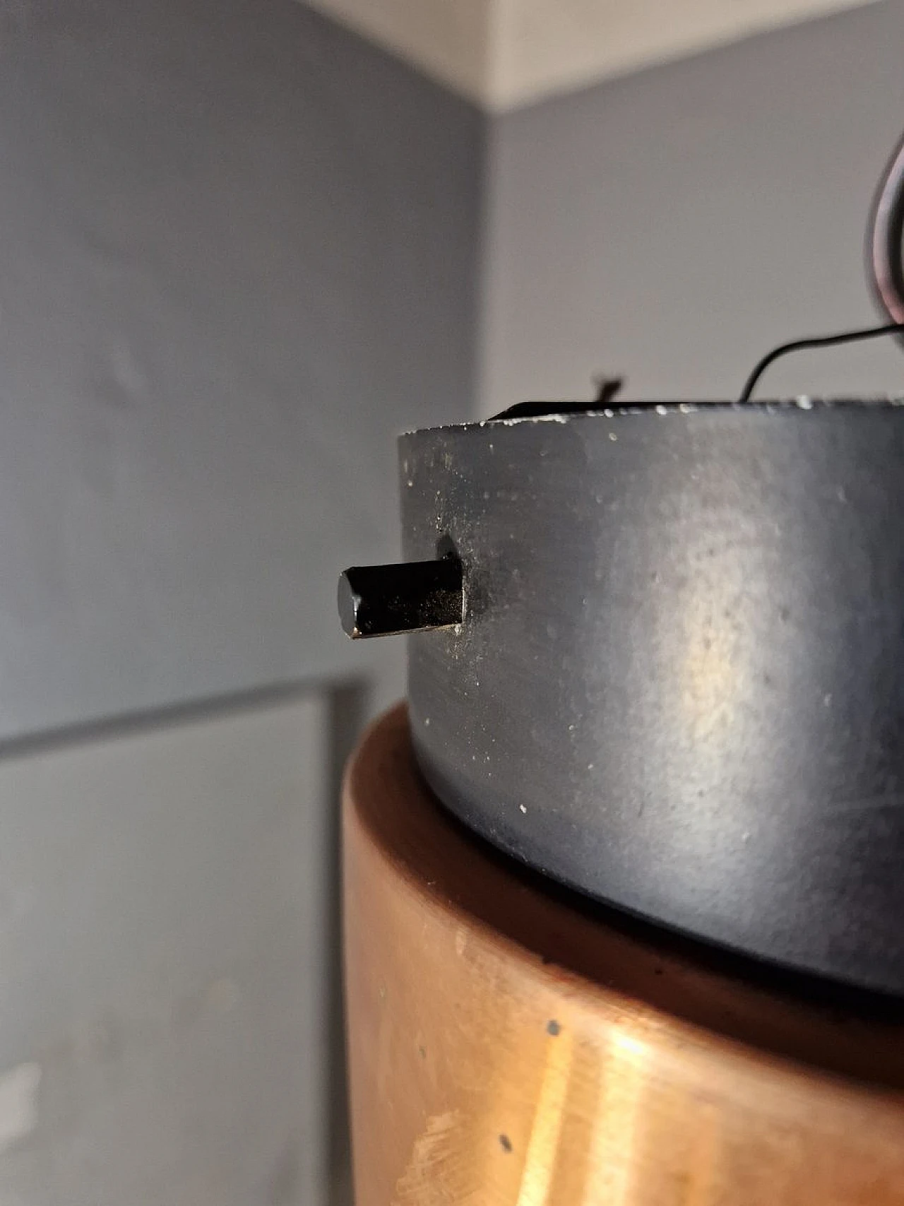 Copper and opaline glass ceiling lamp by Stilnovo, 1950s 4